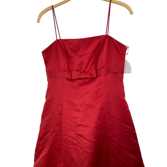 David's Bridal 8585 Red Satin Dress Empire Straps Size 10 NWT RT10301 $110 - Picture 5 of 10